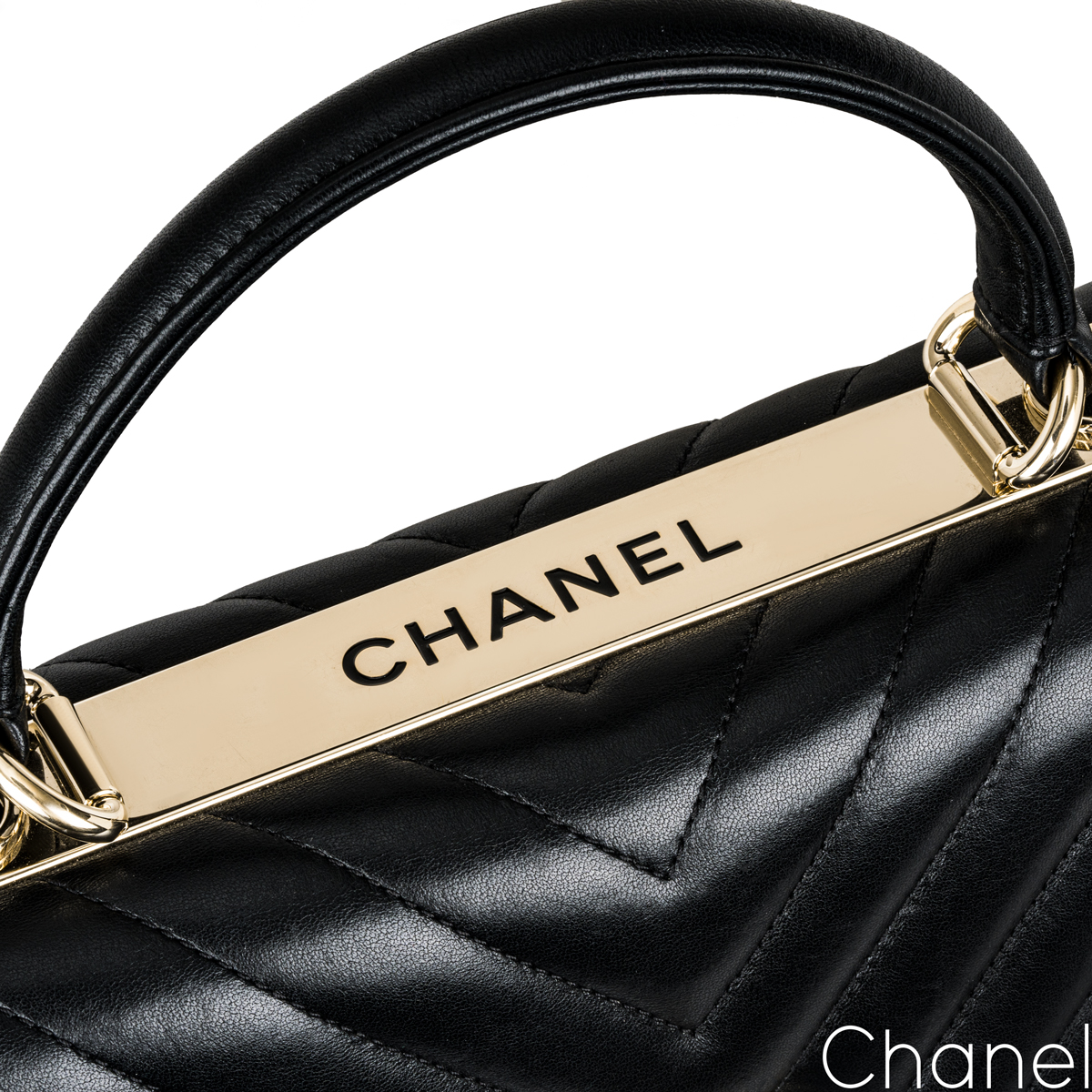 Authentic Chanel Trendy CC Medium Top Handle Blue Lambskin Flap Bag  eBay
